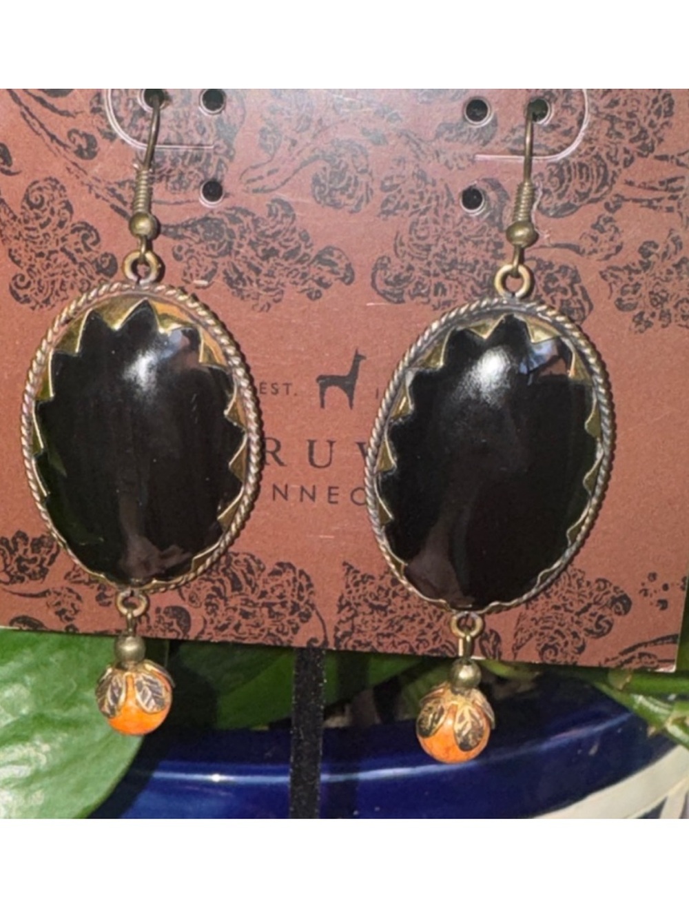 Stunning Peruvian Connection Onyx Portrait Earrings